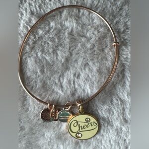 Alex and Ani Rose Gold Tone Cheers Charm Bangle Bracelet